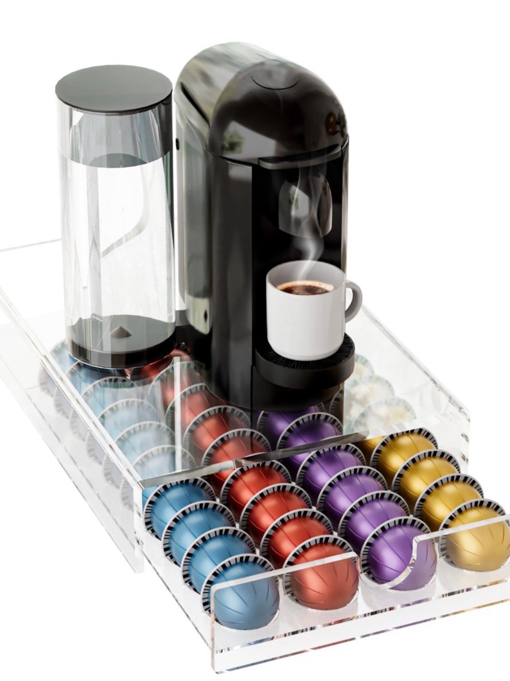 Acrylic Coffee Pod Organizer For Nespresso Vertuo Pod Holder 40 Pods Cl
